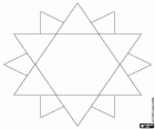 Una estrella per representar la teoria dels colors. L'estrella principal està formada per dos triangles equilàters invertits. Els altres sis punts de l'estrella són per a la rotació d'altres dos triangles equilàters
