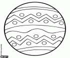 Un ou de Pasqua amb decoració geomètrica, diferents tipus de línies i cercles petits