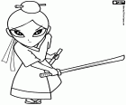 Una jove samurai, onna bugeisha, una dona guerrera de l'època feudal del Japó
