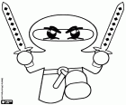 Un guerrer ninja armat amb dues katanes