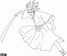 Renji Abarai en acció amb l'arma. Ell és un shinigami, un personatge de Bleach