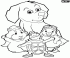 Linny, Tuck i Ming Ming, les tres mascotes herois amb el gosset. Els protagonistes d'aquesta aventura de Wonder Pets