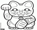 Maneki-neko, popular japonesa figureta, el talismà de la bona fortuna en la tradició japonesa