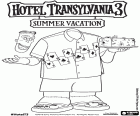 Frank és feliç durant les seves vacances amb la seva camisa inspirada en el pòquer, una escena de la nova pel·lícula Hotel Transilvania 3, unes vacances monstruoses