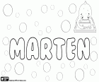 Marten, nom masculí en neerlandès, variant de Maarten. Marten, nom de nen en suec, variant de Mårten. Tots ells derivats del nom romà Martinus, l'origen és el Déu romà Mart