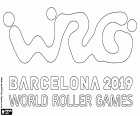 Logotip del World Roller Games Barcelona 2019. Onze campionats del món d'esports de roda petita a Barcelona i altres poblacions catalanes, Vilanova i la Geltrú, Sant Cugat del Vallès, Terrassa i Mollet del Vallès del 4 al 14 de juliol de 2019