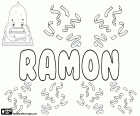 Ramón, nom masculí en castellà, deriva del nom germànic Raginmund com Raimundo. Ramon, nom per a nen en català, com Raimon