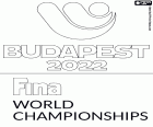 Logotip del Campionat Mundial de Natació Budapest 2022. Aquest campionat del món organitzat per la FINA se celebra a la capital hongaresa del 18 de juny al 4 de juliol de 2022