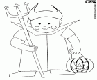 Pintar Nen disfressat de dimoni Halloween