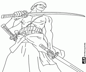 Pintar Roronoa Zoro amb la seva espasa