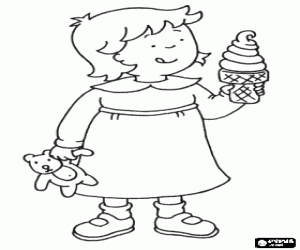 Pintar Rosie, la germana del Caillou i un gelat
