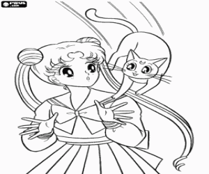 Pintar Sailor Moon i Diana el gatet