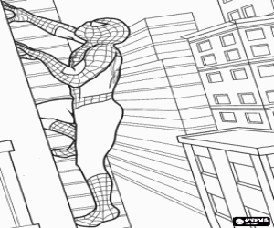 Pintar Spiderman escalant un edifici