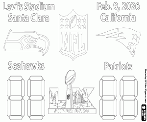 Pintar Super Bowl 2026 Seahawks vs Patriots
