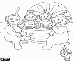 Pintar Els Teletubbies a taula per dinar