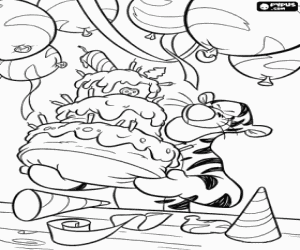 Pintar Tigger i un pastís d'aniversari