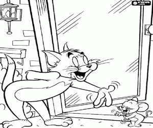 Pintar Tom i Jerry davant de la porta