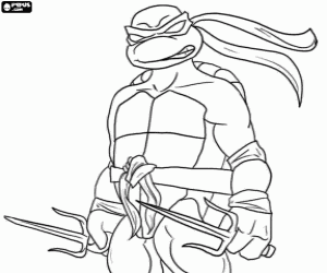 Pintar La tortuga ninja Raphael amb la daga