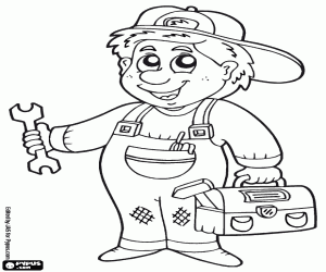 Pintar Treballador amb una caixa d'eines