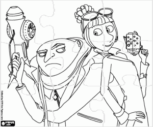 Pintar Trencaclosques de Gru y Lucy en acció