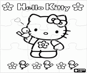 Pintar Trencaclosques de Hello Kitty amb flors