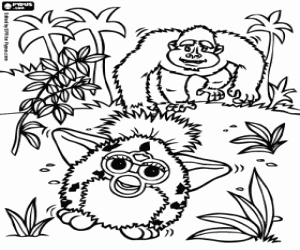 Pintar Un Furby a la selva amb un goril·la