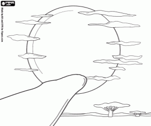 Pintar Una posta de sol a la sabana africana