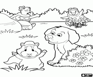 Pintar Els Wonder Pets i el gos al jardí