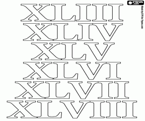 Pintar Les xifres romanes de 43 a 48